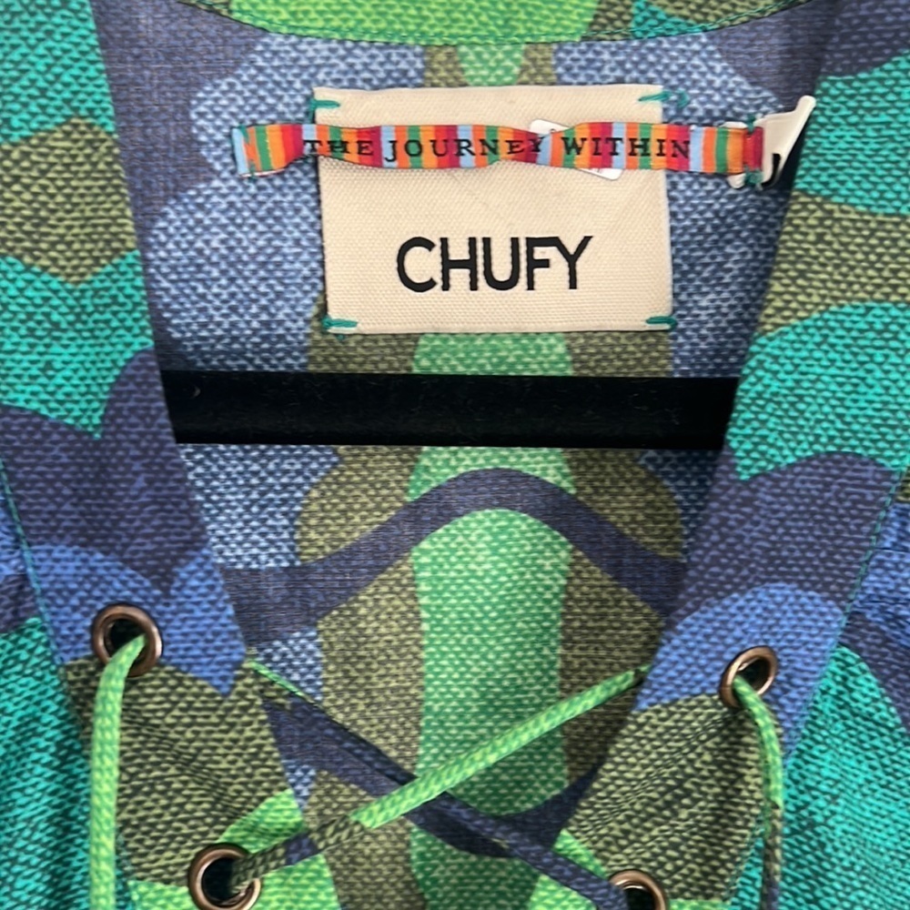 Chufy Liberty Organic Cotton Blue/Green Dress Size Small - Picture 4 of 9